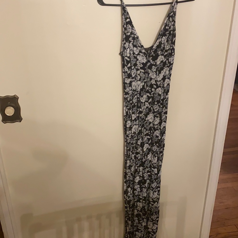 Black and white floral jumpsuit.